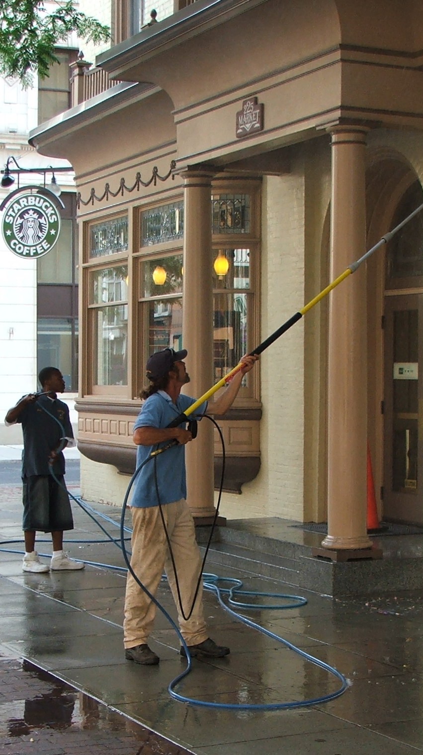 Store front pressure washing.