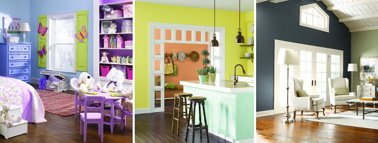 Painted interior rooms: painted bedroom, painted kitchen and painted living room